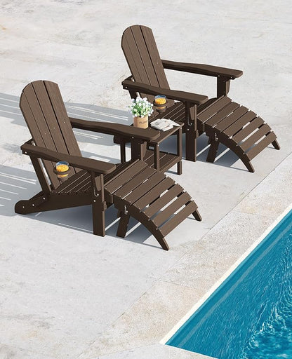 SERWALL 5-Piece Adirondack Chair and Ottoman and Table Set, Coffee