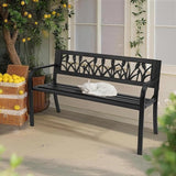 Black Outdoor Garden Bench, 49'' Outdoor Bench - Photo 1