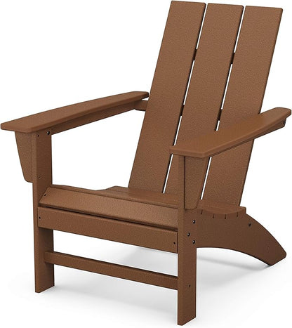 POLYWOOD Modern Adirondack Chair – All-Weather Outdoor Lawn Adirondack Chairs – HDPE, Fade-Resistant & Durable Outdoor Furniture – For Patio, Deck & Fire Pit Chairs – Teak Brown