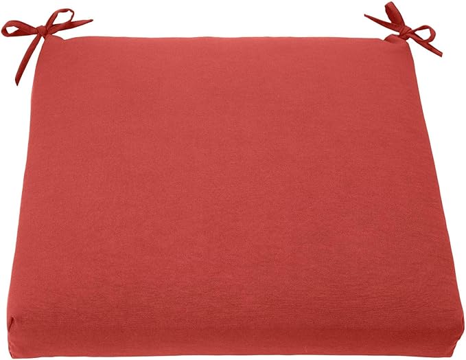BrylaneHome Chair Cushion with Ties - 18.75" L x 18" W - Patio & Outdoor - Water, Stain & Fade Resistant - Geranium - Photo 1