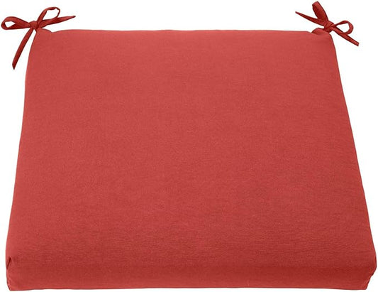 BrylaneHome Chair Cushion with Ties - 18.75" L x 18" W - Patio & Outdoor - Water, Stain & Fade Resistant - Geranium