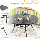 VICLLAX 63" Outdoor Round Patio Table with Umbrella Hole, All Weather Metal Round Outdoor Dining Table for Lawn Garden - Photo 4
