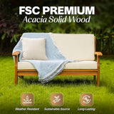 Idzo Laurent 800lbs Capacity Acacia Outdoor Loveseat, FSC Certified 2 Seater Patio Sofa with 3.9in Thick Cushions - Photo 5