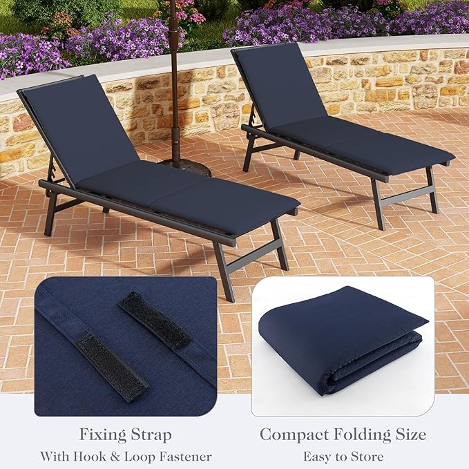 HAPPYGRILL Outdoor Chaise Lounge Chair Rattan Recliner Lounger with Removable Cushion & 3-Level Adjustable Backrest - Photo 6