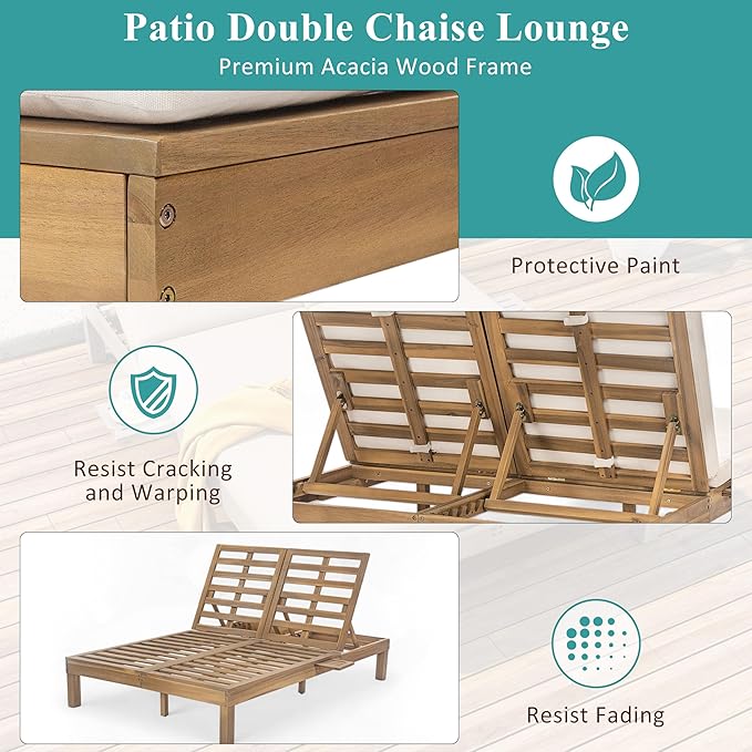 LUMISOL Patio Double Chaise Lounge - Photo 5
