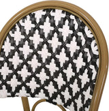 Christopher Knight Home Anastasia Outdoor French Bistro Chair (Set of 4), Black + White + Bamboo Print Finish - Photo 5