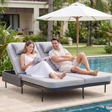 NICESOUL Double Chaise Lounge Outdoor, 51.2" Wide 2-Person Daybed with Independent Recline - Photo 3
