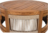 Merax 27.95" Acacia Wood Outdoor Coffee Table,Handwoven Rope Accent Boho Patio Table with All-Weather Durability,Teak - Photo 3