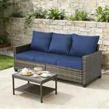 All Weather Patio Sofa, 3 Seat Outdoor Couch with High Back and Thick Cushions - Photo 7