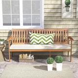 RELAX4LIFE 64’’ Outdoor Bench Acacia Wood - 3-Person Patio Bench w/Slatted Backrest, Armrests & Removable Seat Cushion - Photo 8