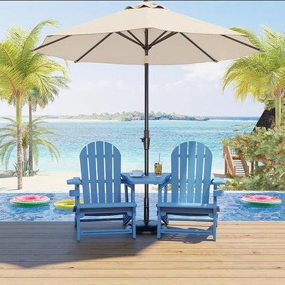 Adirondack Chair Set of 2, All Weather HDPE Adirondack Chair with Double Connecting Trays, Plastic Adirondack Chairs for Balcony, Deck, Patio, Backyard, Garden, Blue