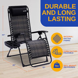SereneLife Outdoor Adjustable Foldable Zero Gravity Lawn Chair – Weather-Resistant Rattan Recliner with Lockable - Photo 2