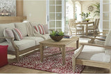 Signature Design by Ashley Clare View Outdoor Patio Sofa, 4 Throw Pillows, Nuvella Weather Resistant Fabric - Photo 6