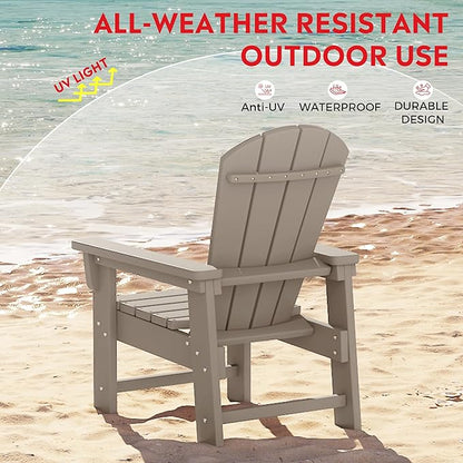 Costaelm Kids Adirondack Chair Set of 4, Plastic Outdoor Kids Chair Toddler Patio Furniture and Outdoor Children Picnic Activity Lawn Chair for Garden, Patio, Backyard & Beach, Weathered Wood