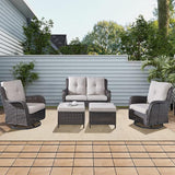 Rilyson Wicker Patio Furniture Set - 5 Piece Rattan Outdoor Sectional Conversation Sets with 2 Rocking Swivel Chairs - Photo 7