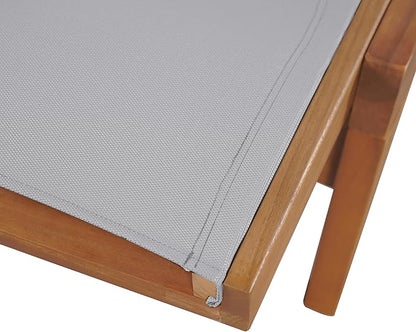 Christopher Knight Home Tristy Chaise Lounge Chair Outdoor, Acacia Wood Frame Sunbathing Pool Lounger, Adjustable Backrest Single Lounge Sofa, Patio Lounge Chaise for Poolside, Grey + Natural