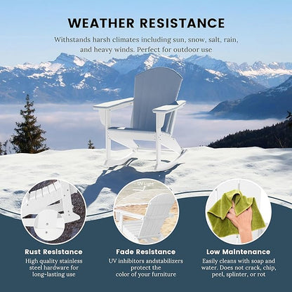 WO WESTIN OUTDOOR HDPE Laguna Outdoor Rocking Poly Adirondack Chair (Set of 2), White