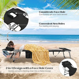 GYMAX Tanning Chair, Folding Lounger with Face/Arm Holes, Carry Handles & Side Pocket - Photo 5