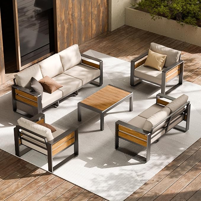 ZANDOR Aluminum Outdoor Patio Furniture - 1 Pcs Loveseat and Coffee Table - Photo 7