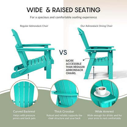 WestinTrends Malibu Outdoor Patio HDPE Plastic Adirondack Dining Chair Turquoise