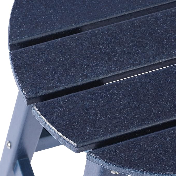Costaelm 29" Height Outdoor Bar Stools, All-Weather Bar Stools, Adirondack Poly Patio Round Bar Stool for Patio, Deck, Kitchen Counter and Garden, Navy Blue