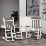 Outdoor Patio Rocking Chairs Set of 3, 2 Chairs Made of Metal & WPC + 1 All Metal Table - Photo 8