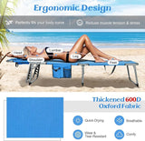 GYMAX Tanning Chair, Beach Lounge Chair with Face Hole, 5 Level Adjustable Backrest, Removable Pillow & Carry Handle - Photo 7