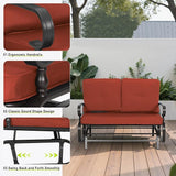SUNCROWN Outdoor Swing Glider Chair, Patio 2 Seats Loveseat Rocking Chair with Cushions, Steel Frame Furniture-Red - Photo 5