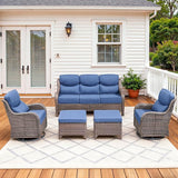 Luxury High Back Patio Furniture Set with 6-Inch Thick Cushions, 5-Pieces Outdoor Furniture with Swivel Chairs - Photo 1