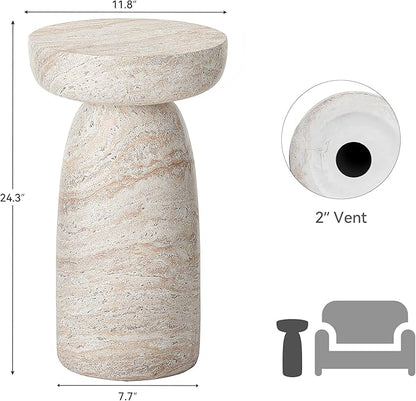 24" Large Side Table Outdoor, Modern Geometric Pedestal End Table, Multi-Functional & Decorative Coffee Table, Accent Table, Planter Stand for Garden Patio Porch Balcony or Living Room Decor