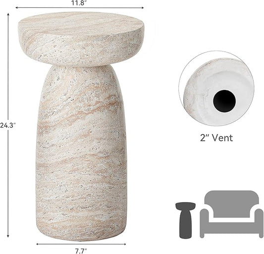 24" Large Side Table Outdoor, Modern Geometric Pedestal End Table, Multi-Functional & Decorative Coffee Table, Accent Table, Planter Stand for Garden Patio Porch Balcony or Living Room Decor