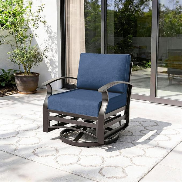Gotland Outdoor Furniture, Metal Outdoor Swivel Chair with 5.1’’ High-Resilience Seat Cushions 6.2’’ Thick Back Pillow - Photo 1