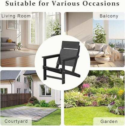 Adirondack Chair, Outdoor Patio Lawn Chairs, Outside HDPE Chairs with One-Piece Backrest for Lawn, Yard & Poolside, Gray