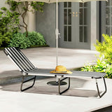 Outsunny Folding Chaise Lounge Pool Chairs, Outdoor Sun Tanning Chairs with 5-Level Reclining Back - Photo 9