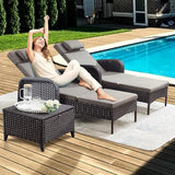 Belord Outdoor Chaise Lounge Patio Recliner - 75 Inch Adjustable Wicker Chaise Lounge with Soft Pillow Removable - Photo 8