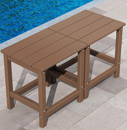 KINGYES Adirondack Outdoor Side Tables Set of 2, Brown