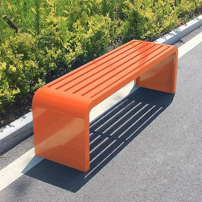 Outdoor Patio Garden Bench, Metal Garden Benches, All-Weather Outdoor Park Bench, for Garden, Balcony, Dining, Porch, Park, Outside, Load Capacity 880lbs(Orange,100cm/393in)