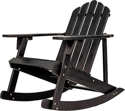 JONATHAN Y PAT1000D Kiawah Outdoor Patio Classic Acacia Wood Adirondack Rocking Chair for Garden, Lawn, Backyard, Pool, Deck, Beach, Firepit, Black