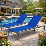 Kozyard 2-Pack Outdoor Lounge Chairs, Foldable Aluminum Frame Patio Chaise Lounge with 5-Position Adjustable Backrest - Photo 1