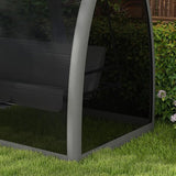 Outsunny 3-Seat Patio Swing Chair, Porch Swing Bed with Convertible Backrest, Cushion, Canopy - Photo 9