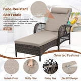 HOMEDIARY Outdoor Wicker Lounge Chair with Cushion, 6-Position Adjustable Patio Chaise Lounge - Photo 5