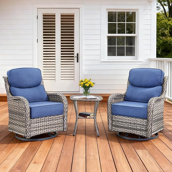 Luxury Outdoor Swivel Rocker Patio Chairs Set of 3 - Photo 1