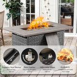 HUMMUH 6 Pieces Patio Furniture Set with Fire Pit Table High Back Outdoor Conversation Set Wicker Patio Couch Outdoor - Photo 5