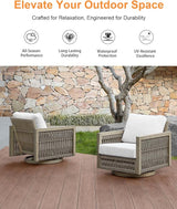 Swivel Patio Chair, Never Rust Aluminum Outdoor Swivel Sofa Chair with Washable Cushions, Rope Weave Patio Sofa Armchair - Photo 6