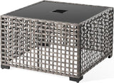 ovios Outdoor Side Table with Tempered Glass Top, Patio Wicker Solar Table - Photo 7