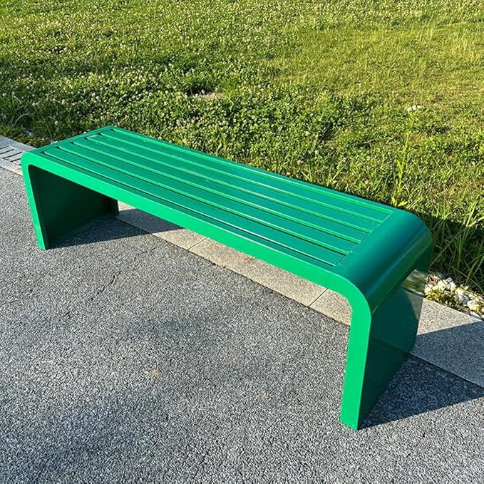 LITFAD Outdoor Indoor Bench Art Deco Alloy Picnic Bench Modern Multicolor Park Bench Waterproof Metal Garden Bench for Patio, Lawn, Yard, Porch, Green, 71" L x 16" W x 18" H