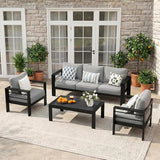 Solaste Aluminum Outdoor Patio Furniture Set, 5 Seats Patio Sectional Sofa with 5" Thick Cushion - Photo 9