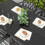 NUU GARDEN 6-Person Outdoor Dining Table, All Weather Patio Table with Umbrella Hole, Backyard Bistro Table, Black - Photo 9