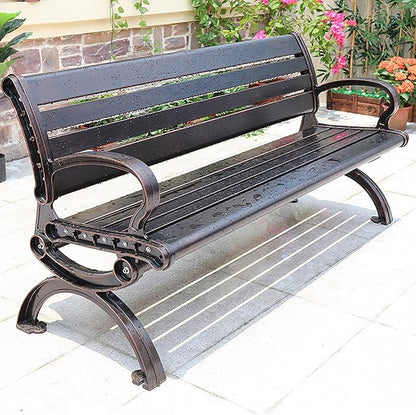 Garden Bench, Outdoor Benches, with Anti-Rust Metal Powder Coated Frame, Patio Bench for Front Porch Park Outside Furniture Decor