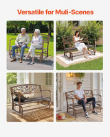 VEVOR Outdoor Bench, 50 inch, Carbon Steel Metal Frame with Cast Iron Backrest and Round Edge Armrests - Photo 7